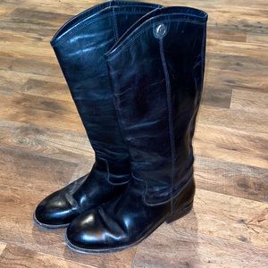 Black Frye leather boots, size 8